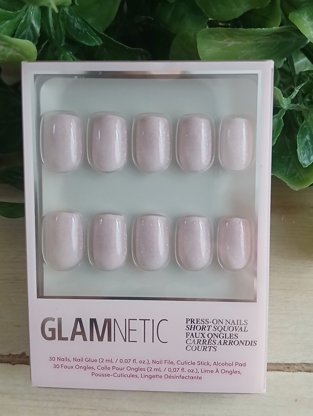 Glamnetic Press-On Nails in Soft Pearl Pink Shimmer Short Squoval